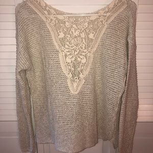 Hollister- Woven Sweater w Lace Back